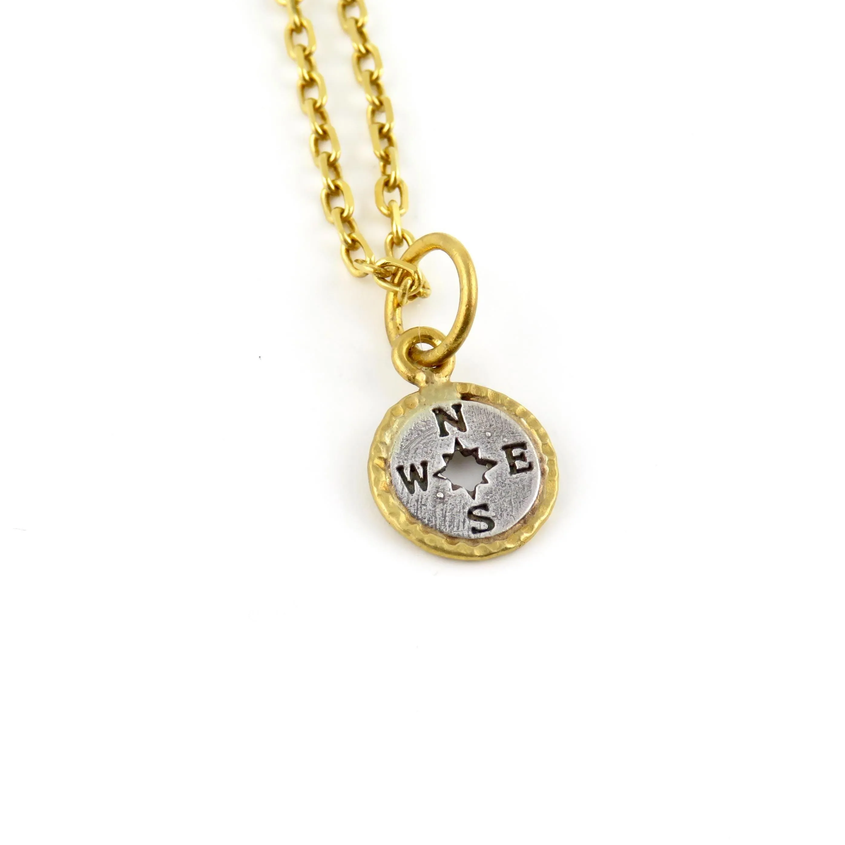 14k Gold/Sterling Vintage Compass Necklace