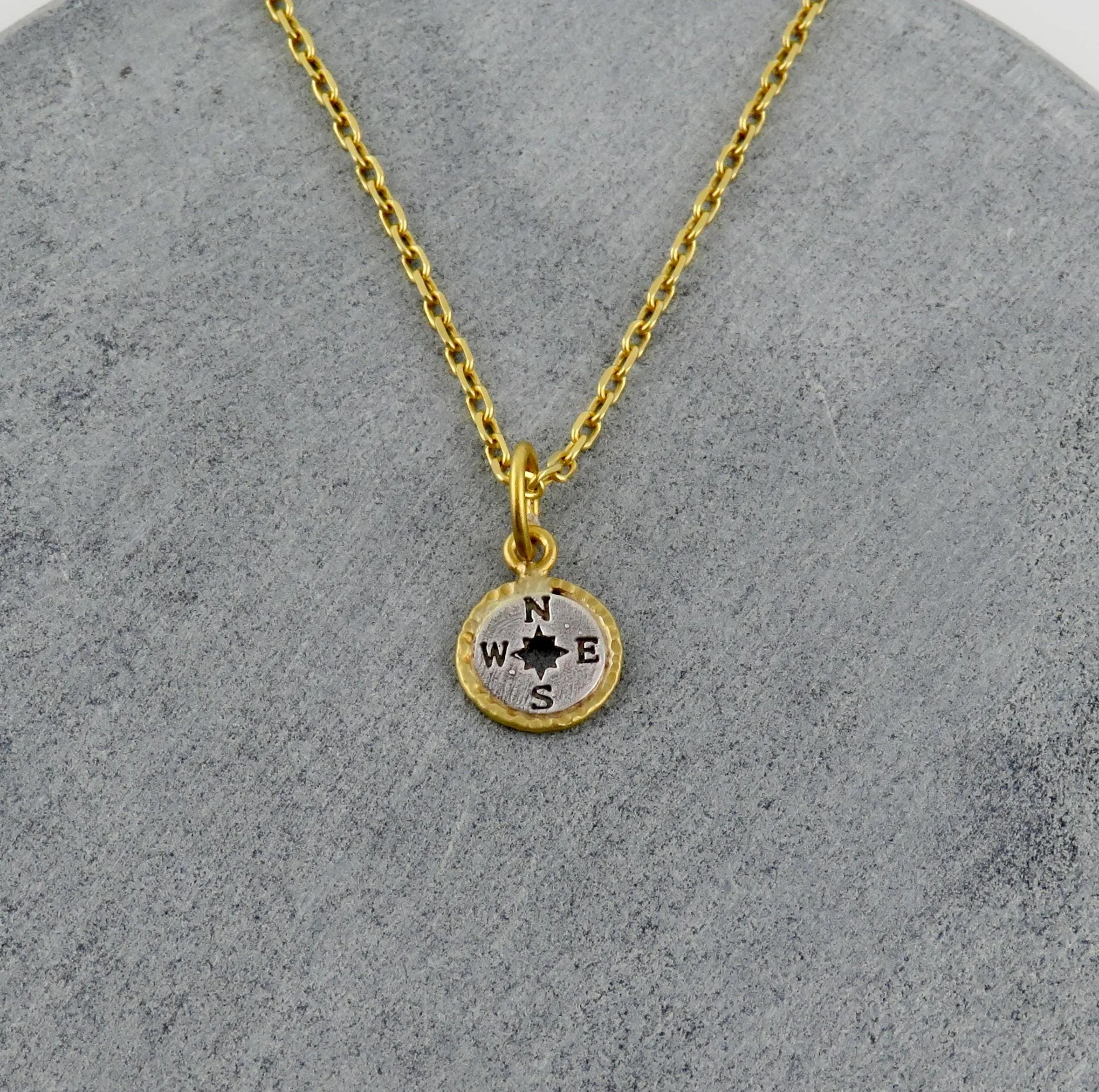 14k Gold/Sterling Vintage Compass Necklace