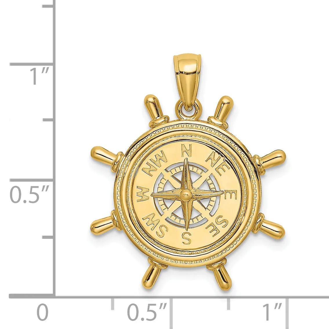 14K Yellow Gold Polished Finish Boating Nautical Compass Charm Pendant are Great Gift For Men