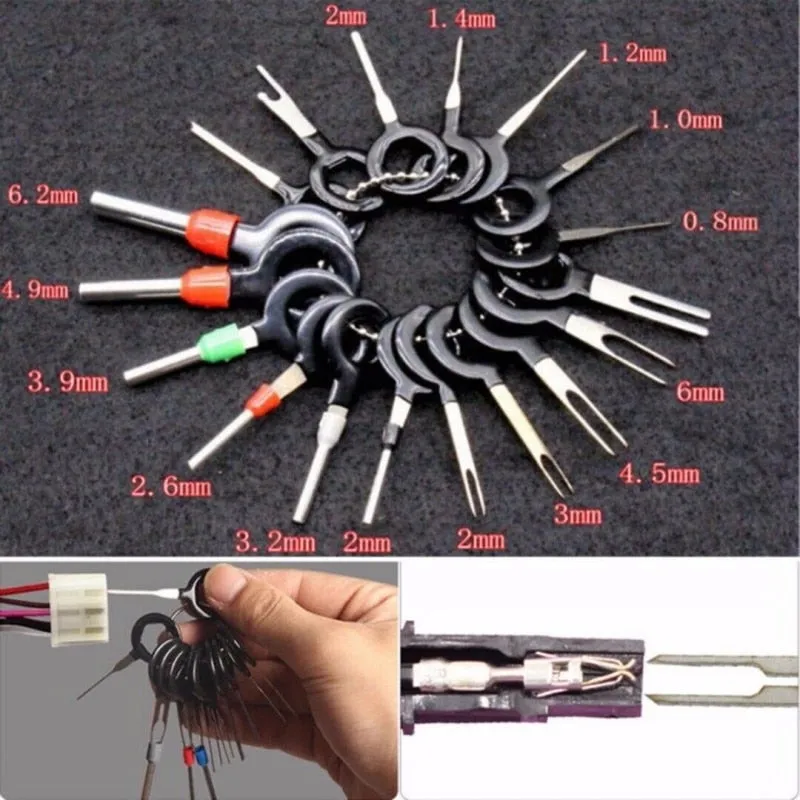 26pcs Car Terminal Removal Repair Tools Electrical Wiring Crimp Connector Pin Extractor Kit Keys Automotive Plug Pullers