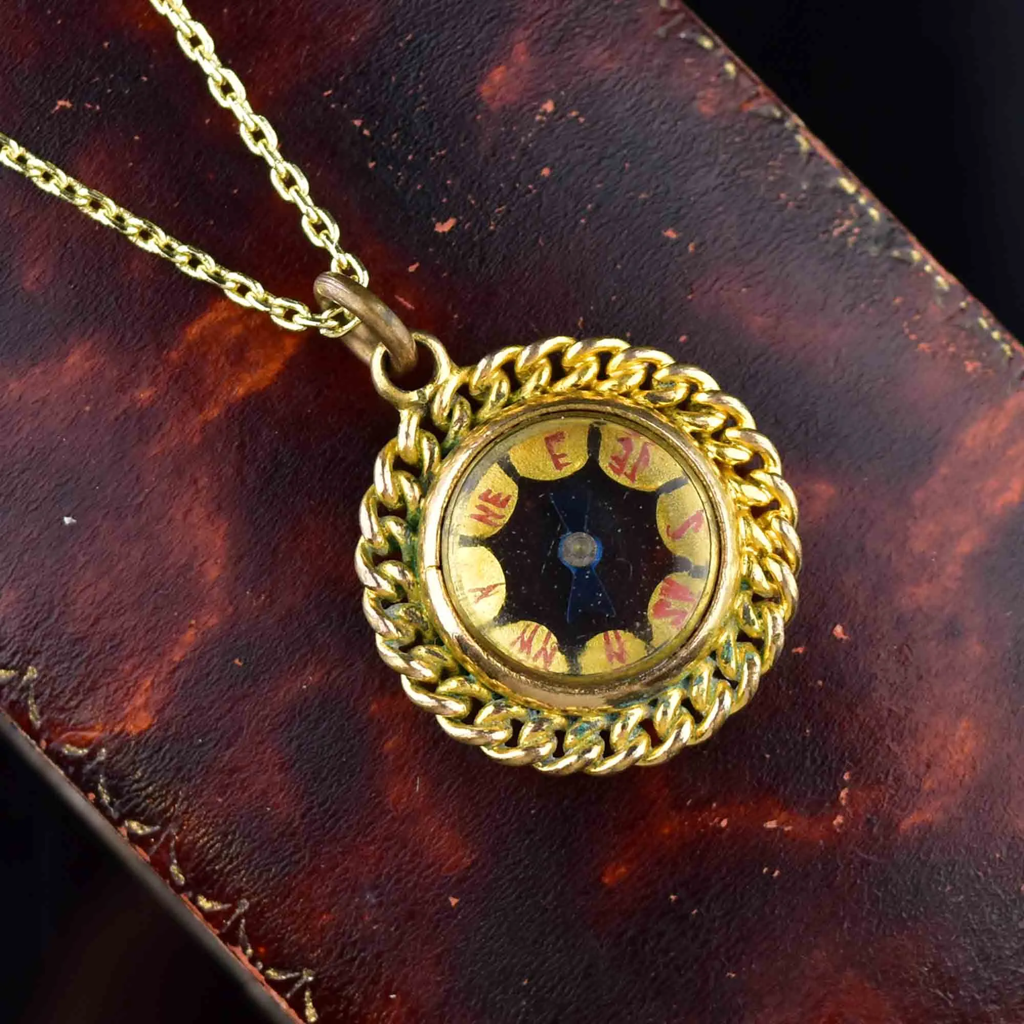 Antique Victorian Compass Fob Pendant Necklace