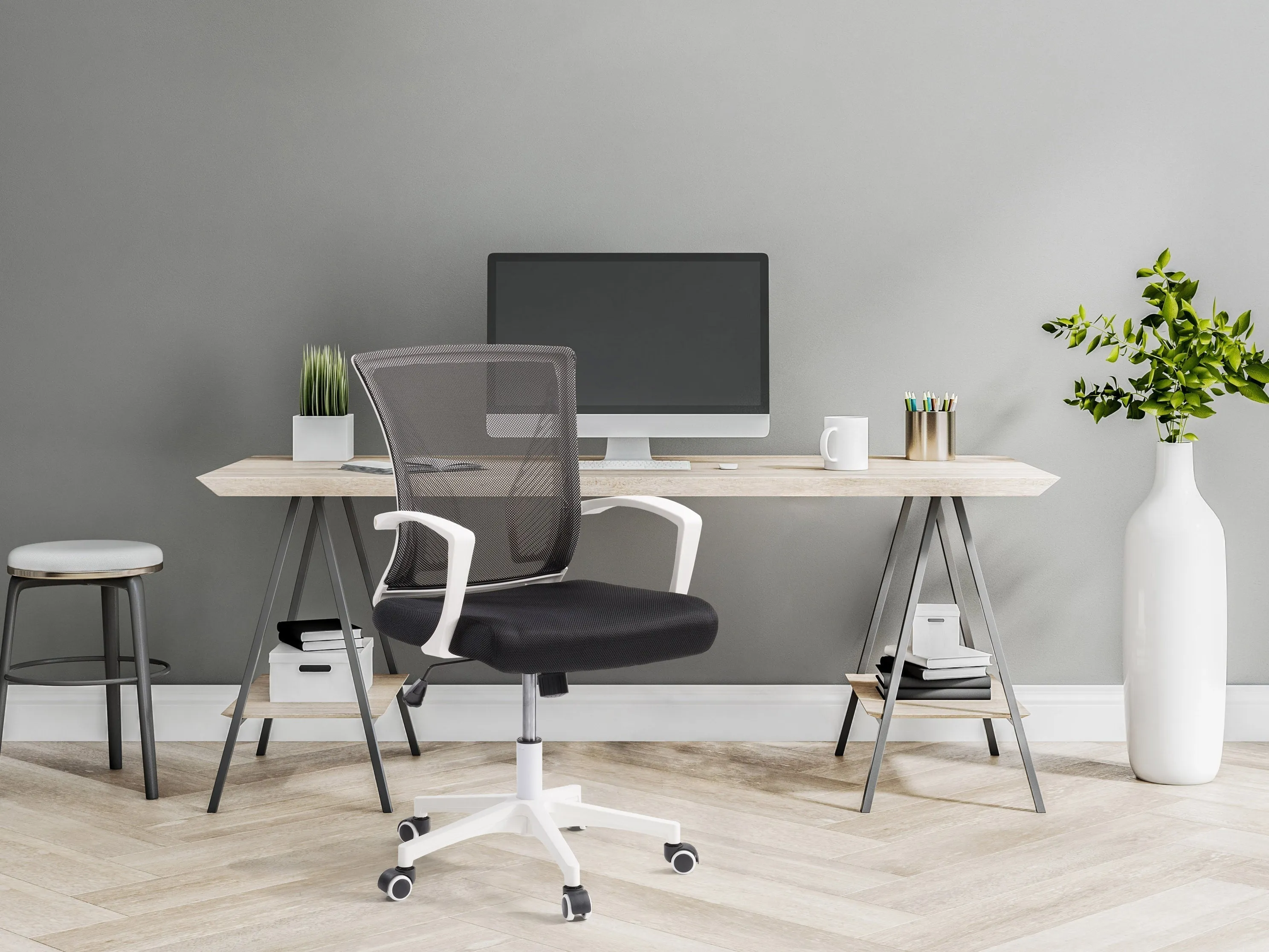 Black On White Mesh Office Chair