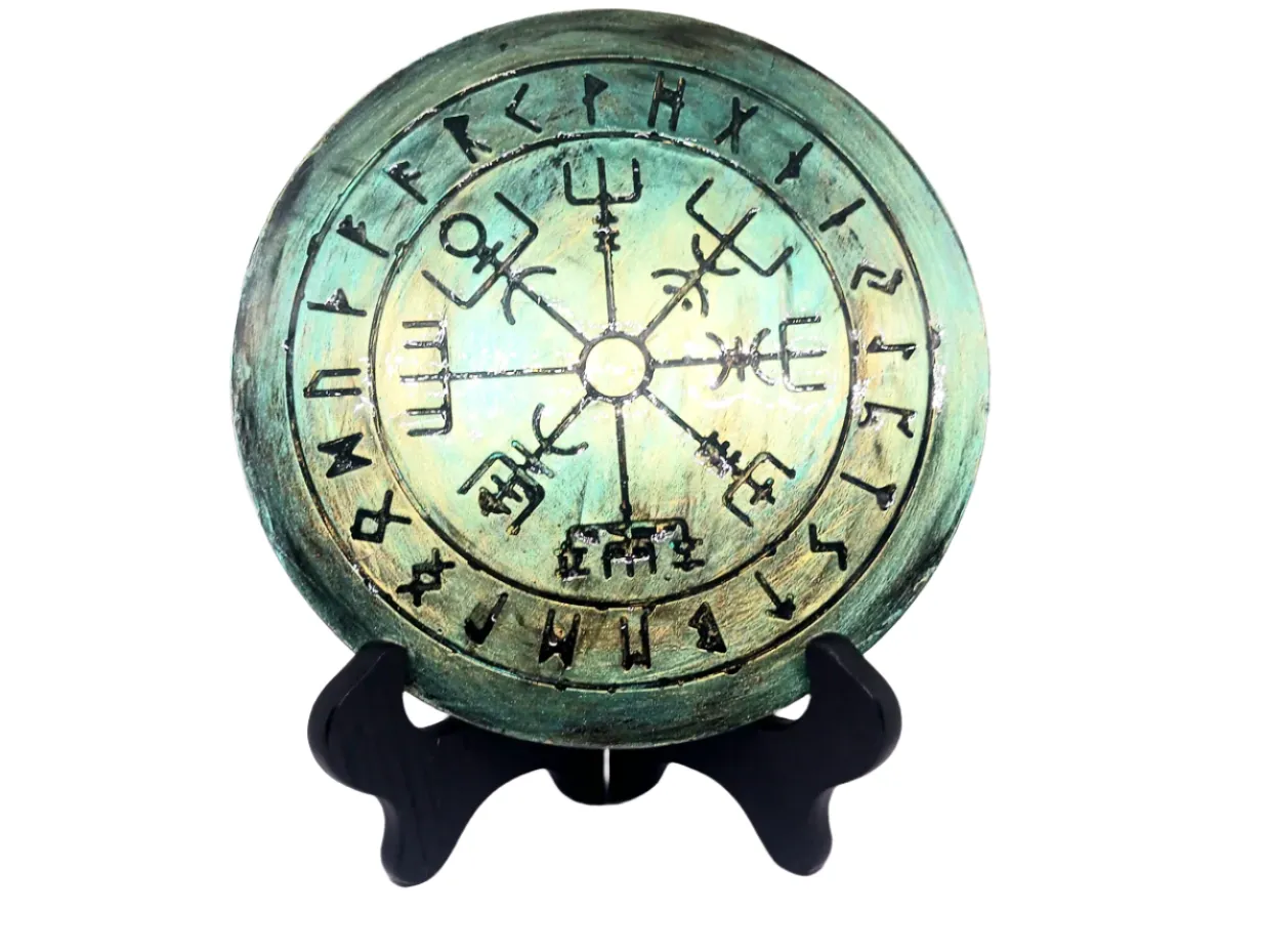 Ceramic Vegvisir with Norse Elder Futhark Runes