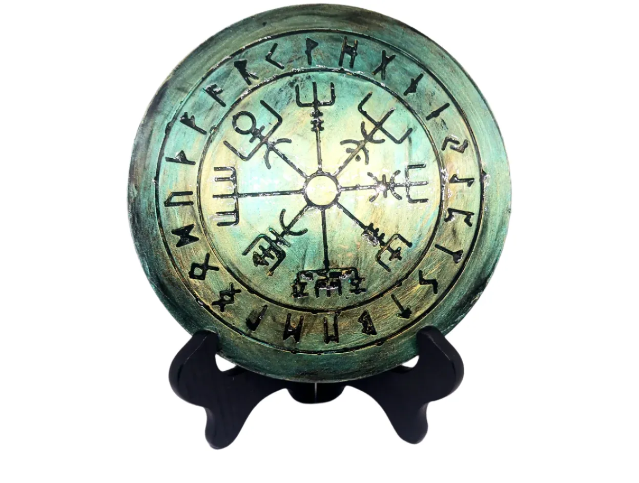 Ceramic Vegvisir with Norse Elder Futhark Runes