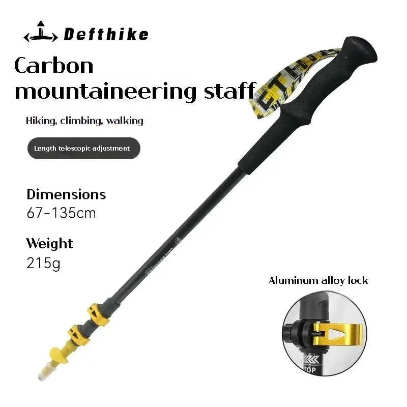 Difeike Carbon Cane Ultra Lightweight Carrying Outdoor Hiking and Climbing Equipment Telescopic Folding Climbing Cane