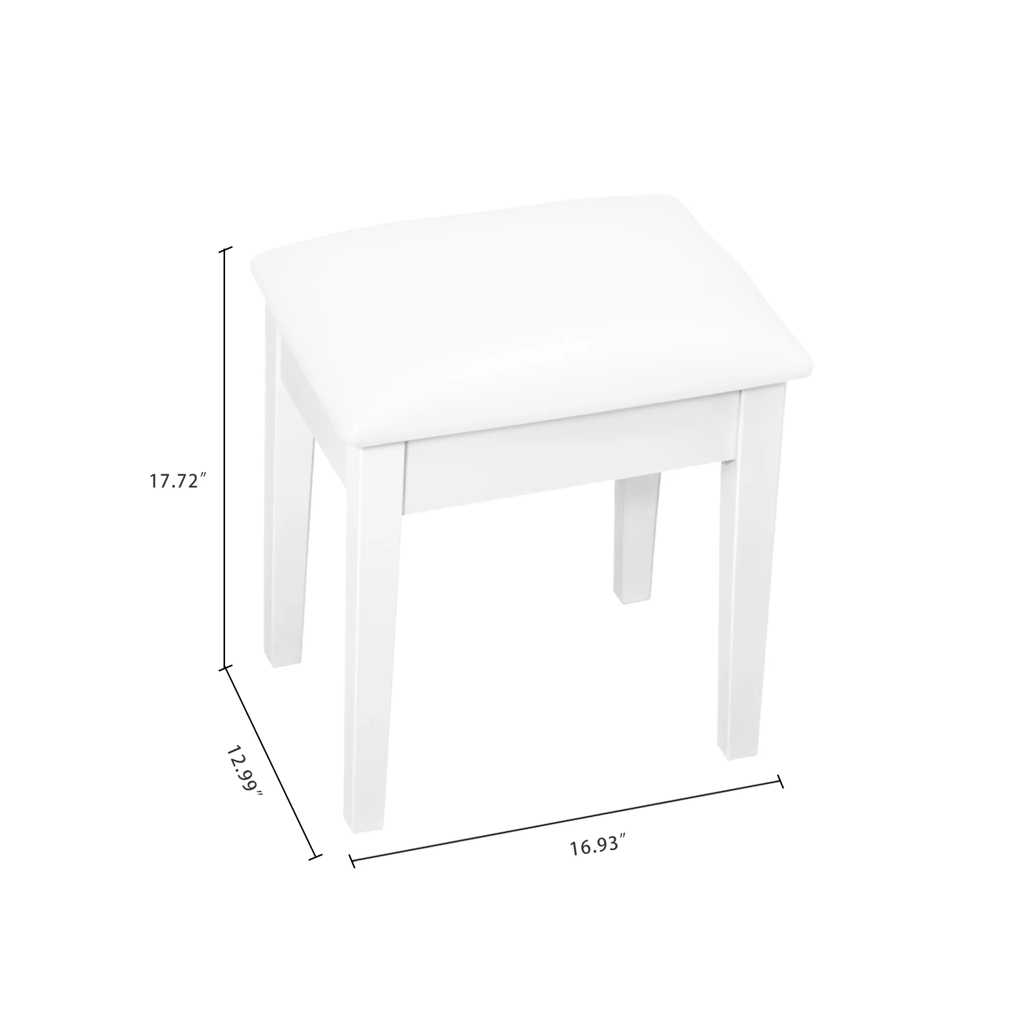 Facilehome Vanity Stool Makeup Bench Dressing Stool with Cushion and Solid Legs,White