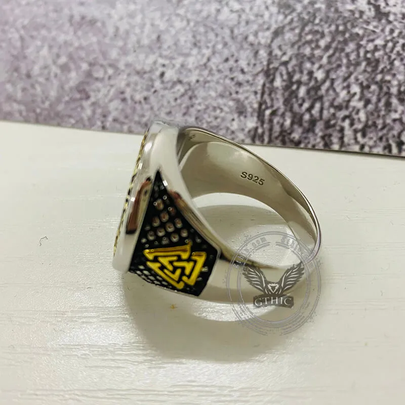 Futhark Runes Compass Sterling Silver Viking Ring