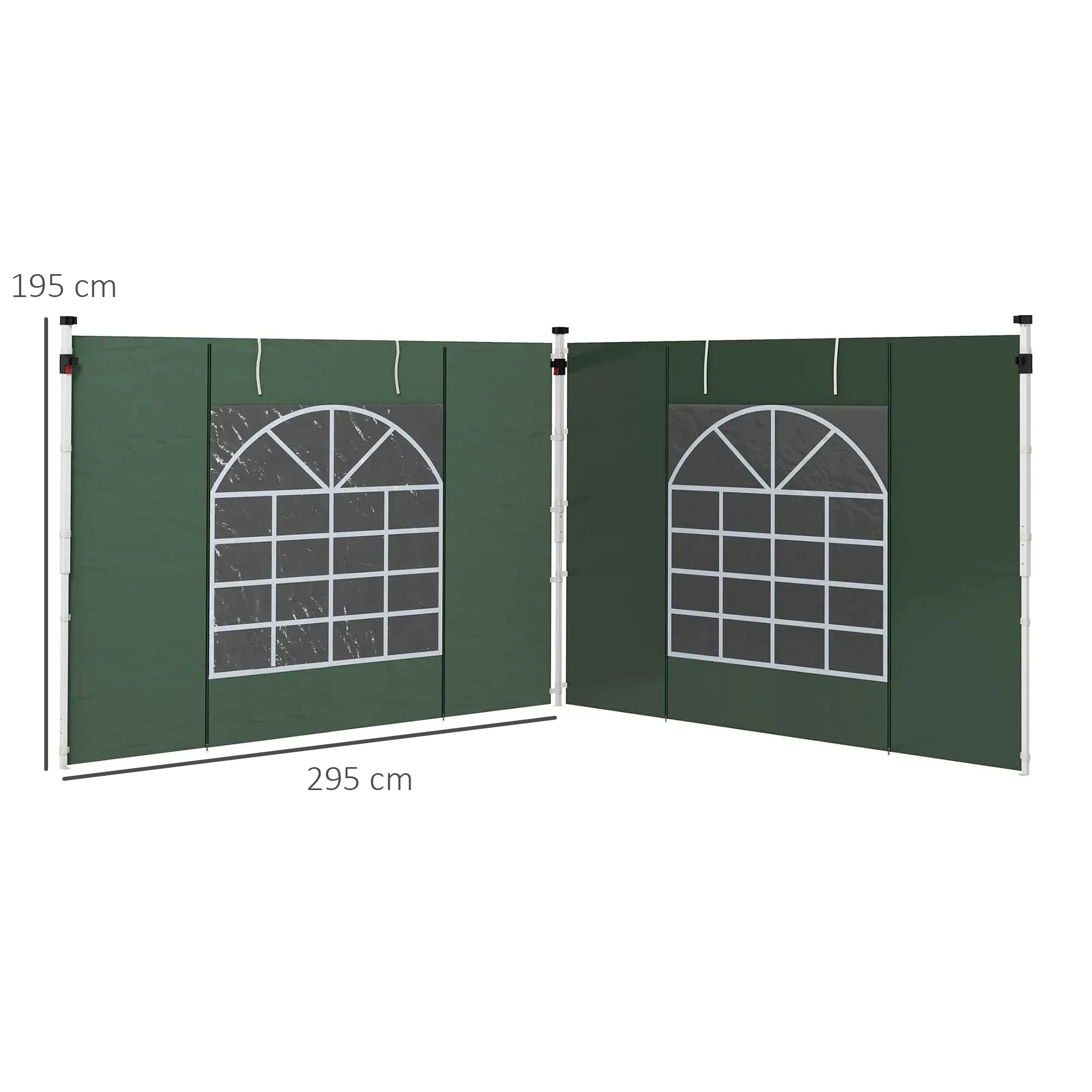 Gazebo Side Panels, 2 Pack Sides Replacement, for 3x3(m) or 3x6m Pop Up Gazebo, with Windows and Doors, Green