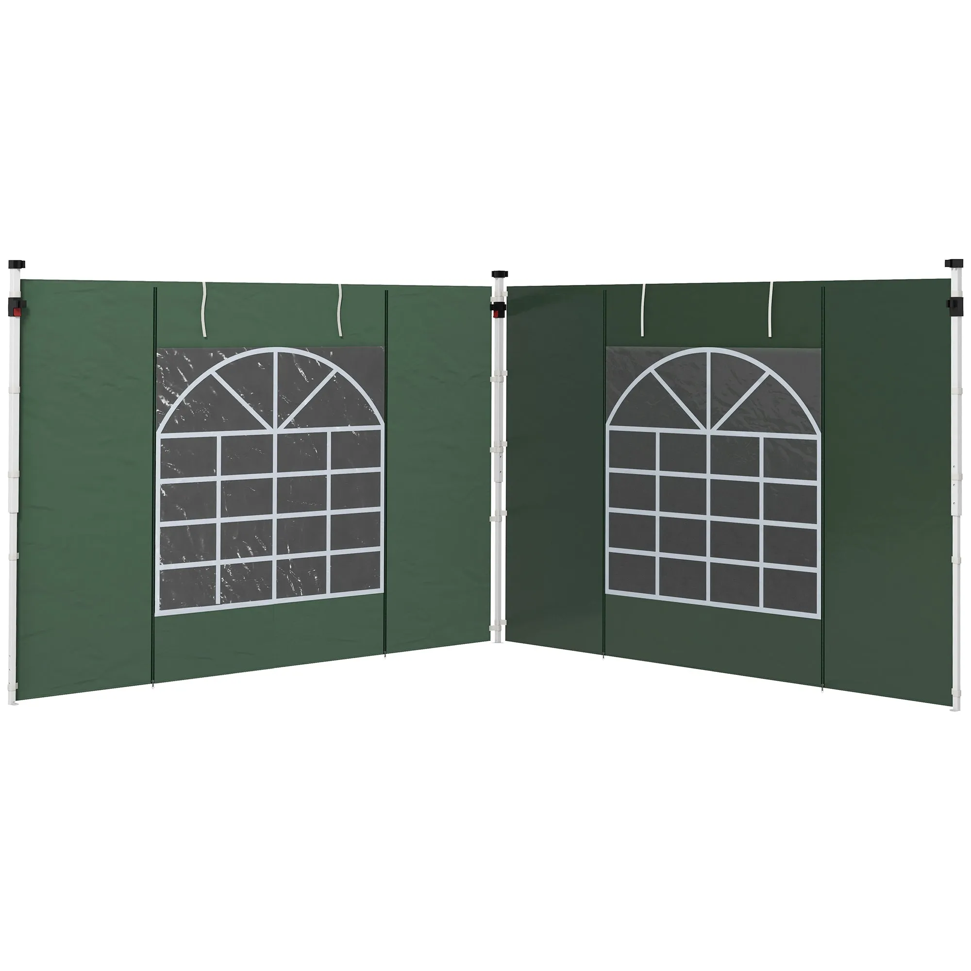 Gazebo Side Panels, 2 Pack Sides Replacement, for 3x3(m) or 3x6m Pop Up Gazebo, with Windows and Doors, Green