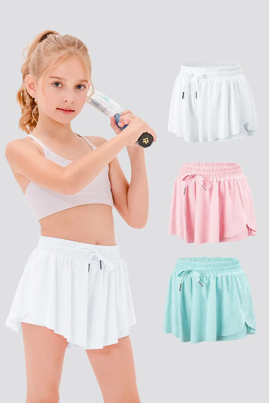 Girls Flowy Shorts - High Waist ｜3-pack