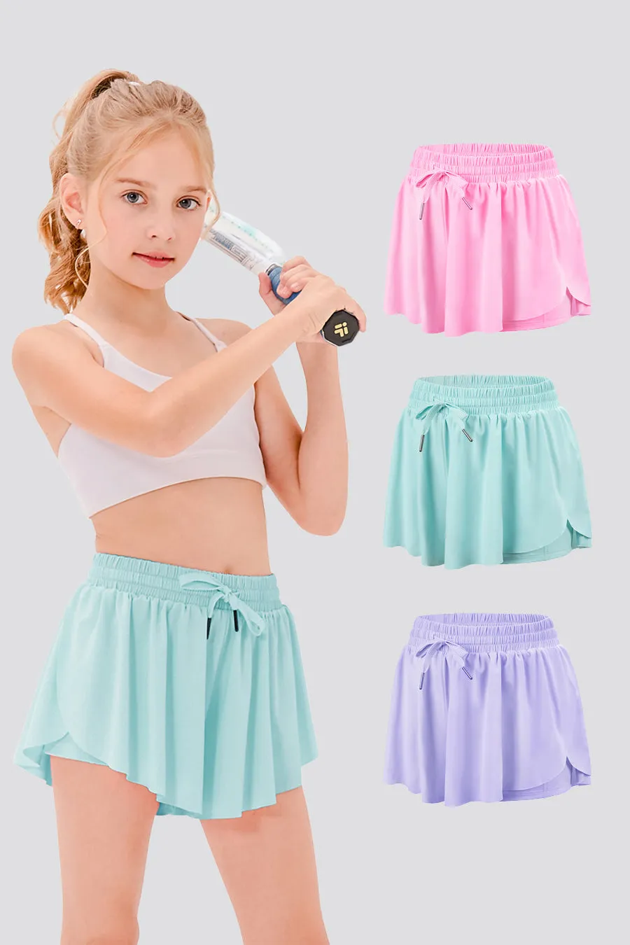 Girls Flowy Shorts - High Waist ｜3-pack