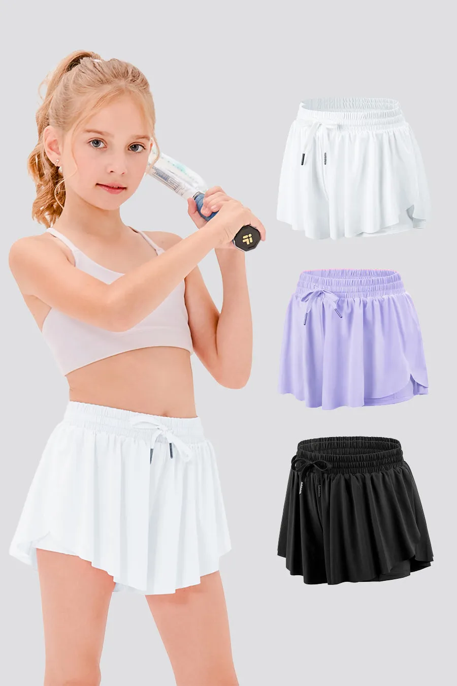 Girls Flowy Shorts - High Waist ｜3-pack