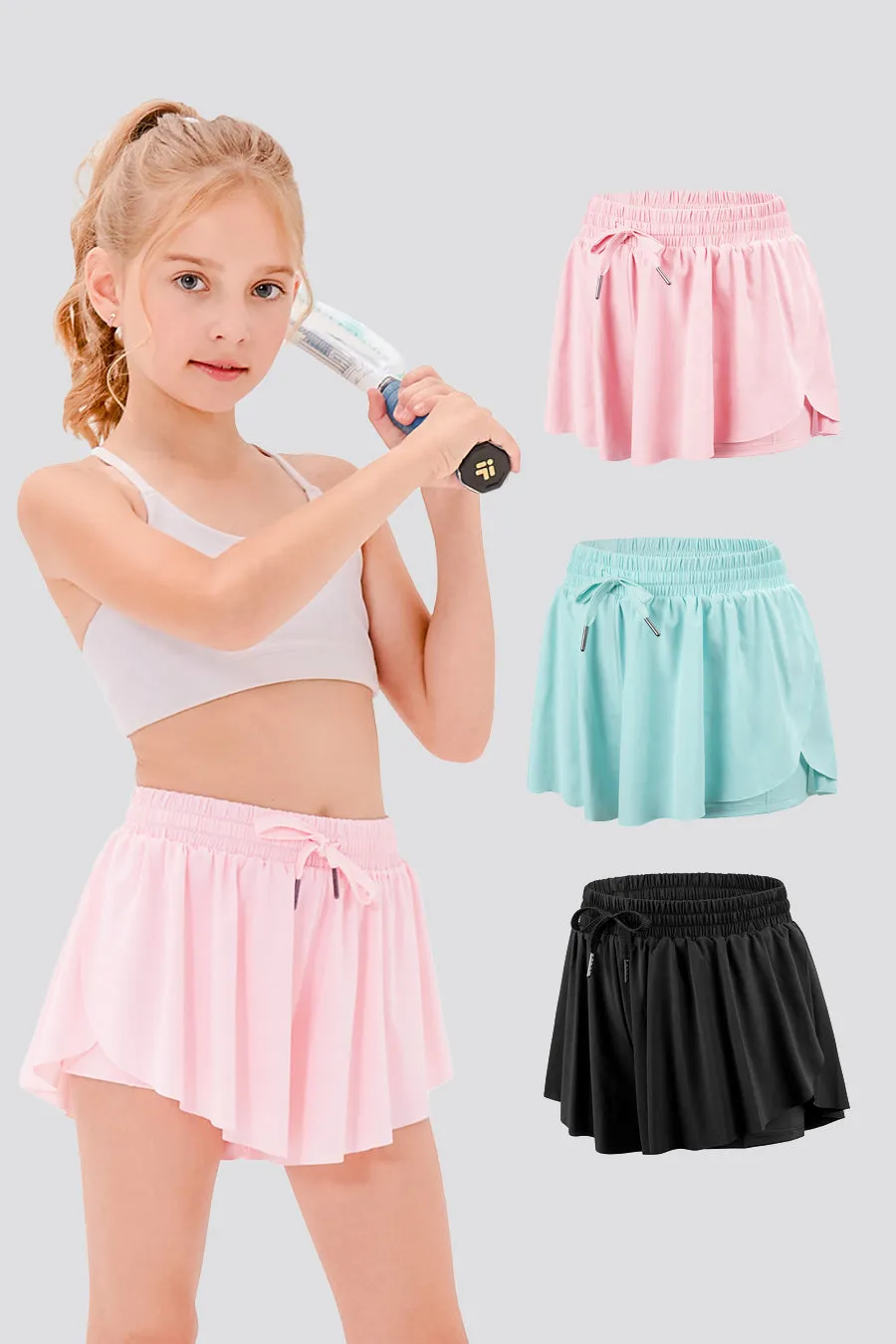 Girls Flowy Shorts - High Waist ｜3-pack