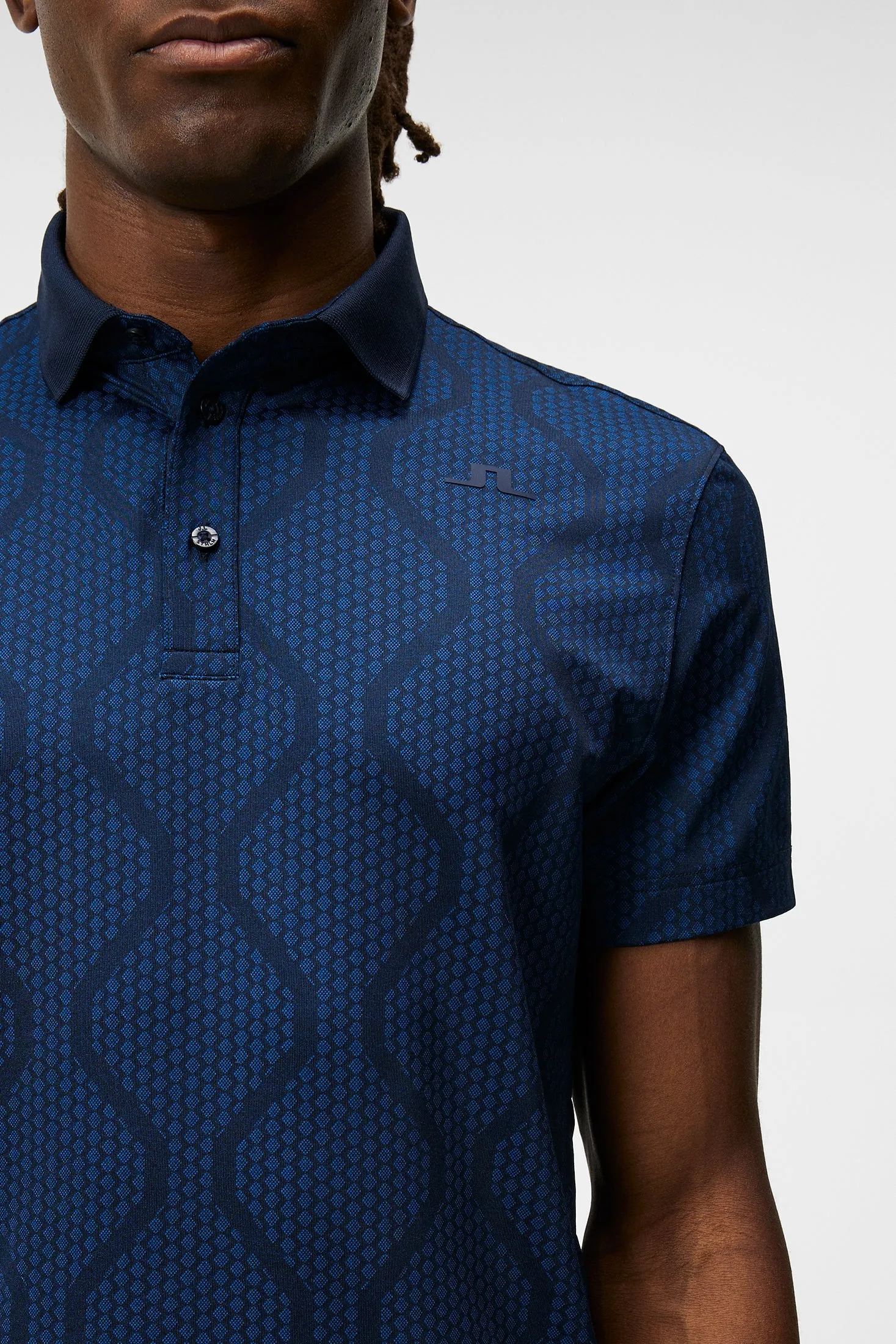 Mat Jacquard Regular Fit Polo / JL Navy