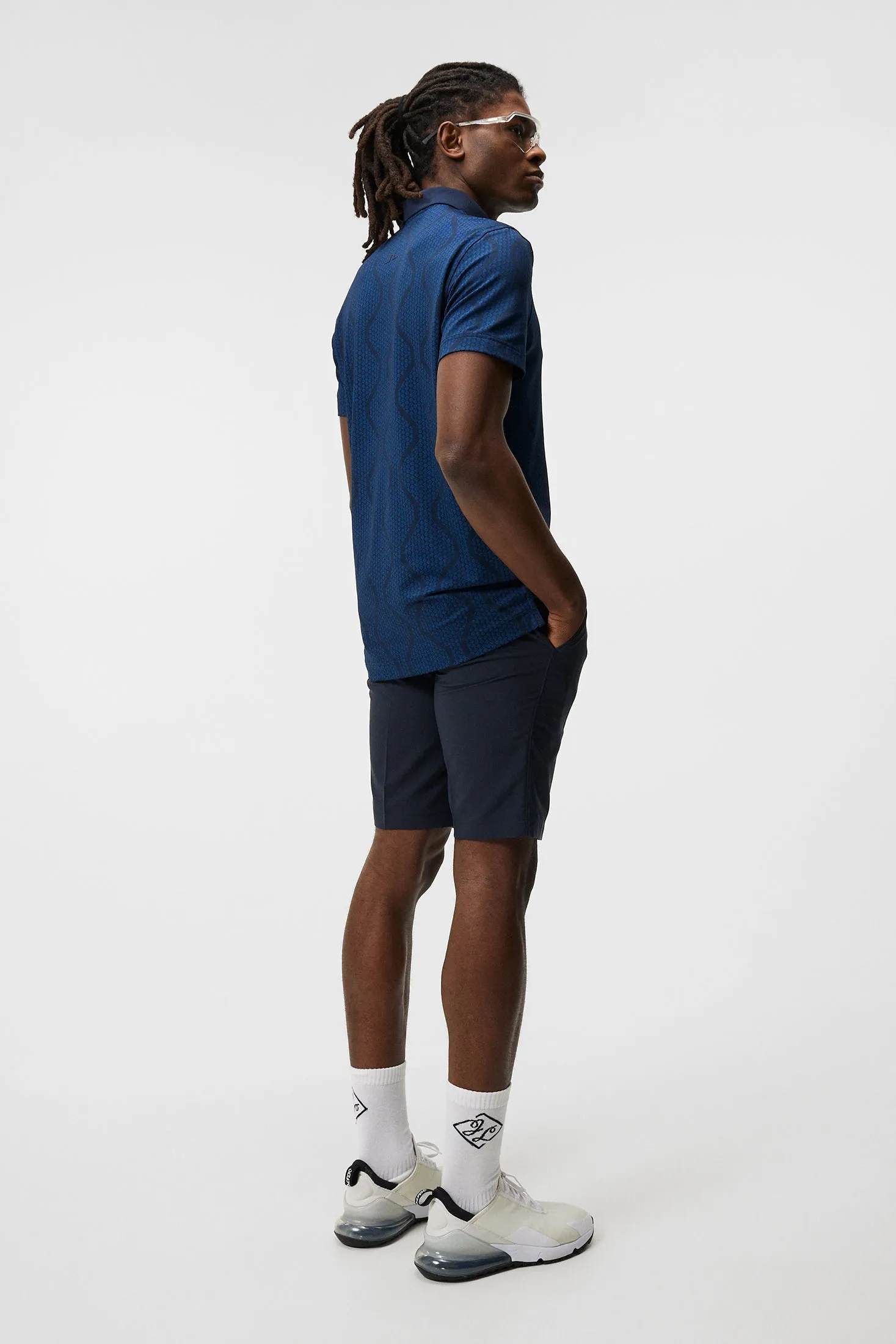 Mat Jacquard Regular Fit Polo / JL Navy