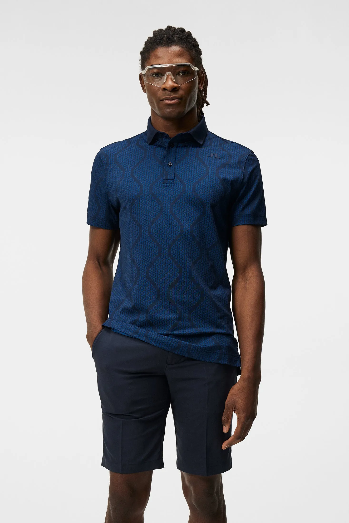 Mat Jacquard Regular Fit Polo / JL Navy