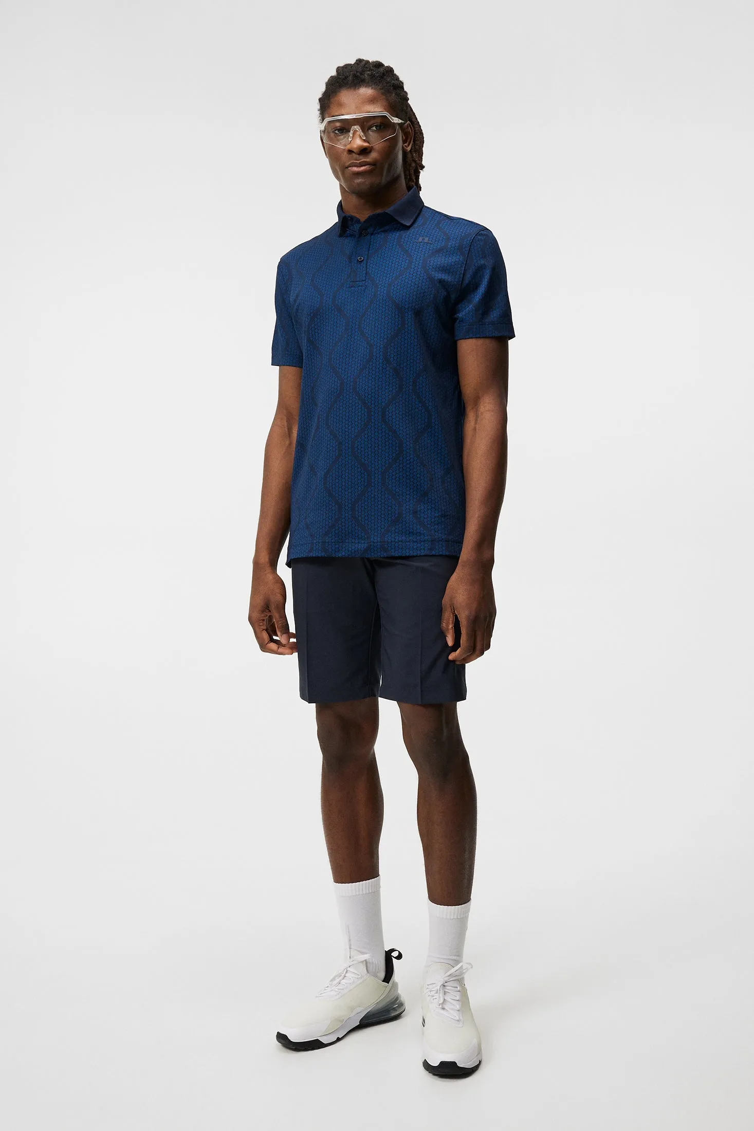 Mat Jacquard Regular Fit Polo / JL Navy