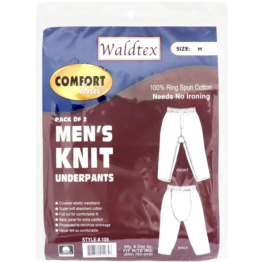 Mens Comfort Knit Waldtex 100% Cotton Knit Shorts - 2 Pk.