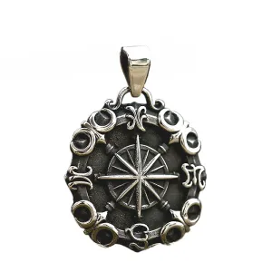 Nautical-Inspired Titanium Steel Compass and Anchor Pendant for Men