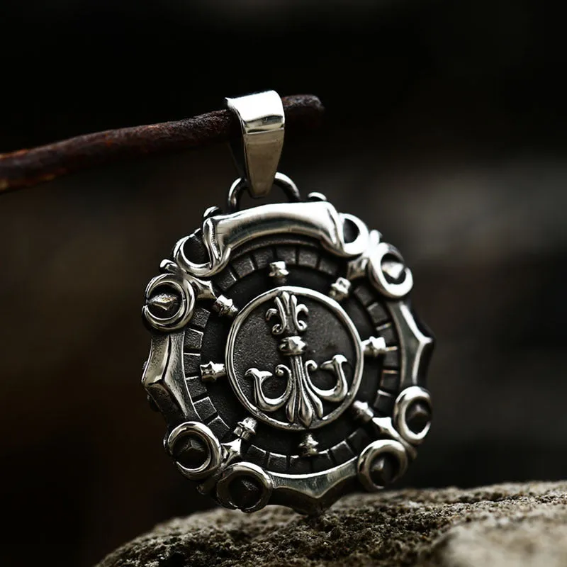 Nautical-Inspired Titanium Steel Compass and Anchor Pendant for Men