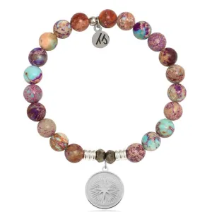 Purple Jasper Stone Bracelet with Guidance Sterling Silver Charm