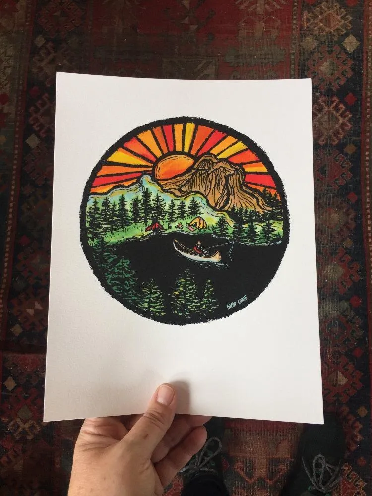 Riverside Camp Art Print