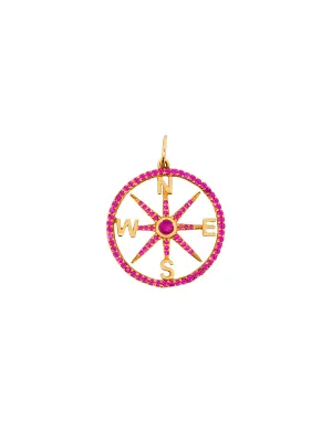 Ruby Mother Of Pearl 14K Gold Compass Pendant