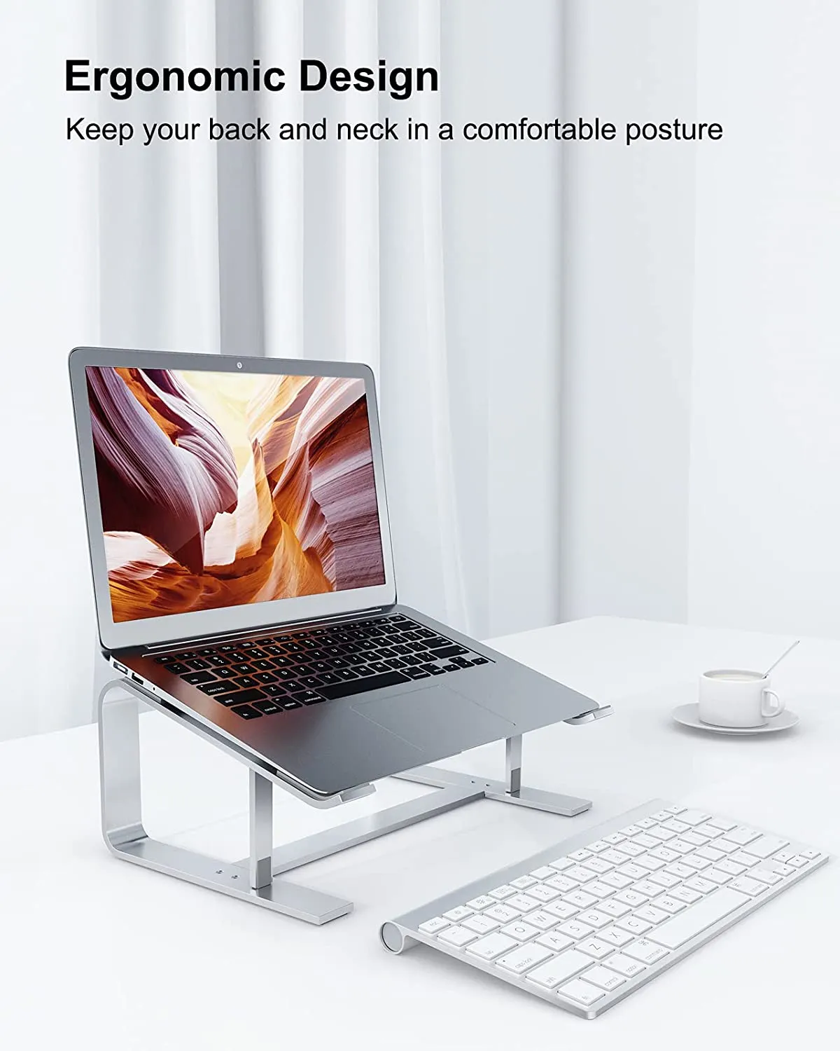 Sliver Color Aluminum Riser Ergonomic Laptop Holder  Compatible with More 10-17 Inch Laptops