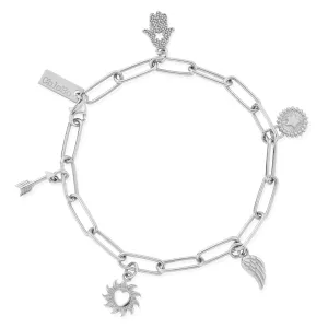 Soul Compass Multi Charm Link Chain Bracelet