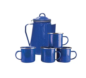 Stansport Enamel Percolator Coffee Pot and Set of 4 Mugs