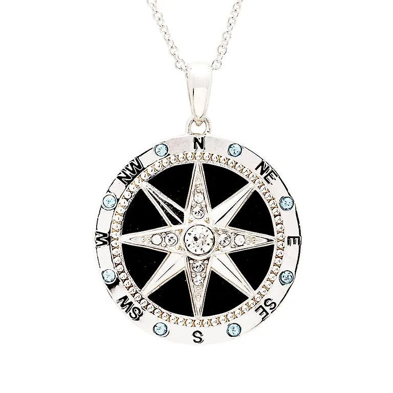 Sterling Silver Enamel Compass Necklace