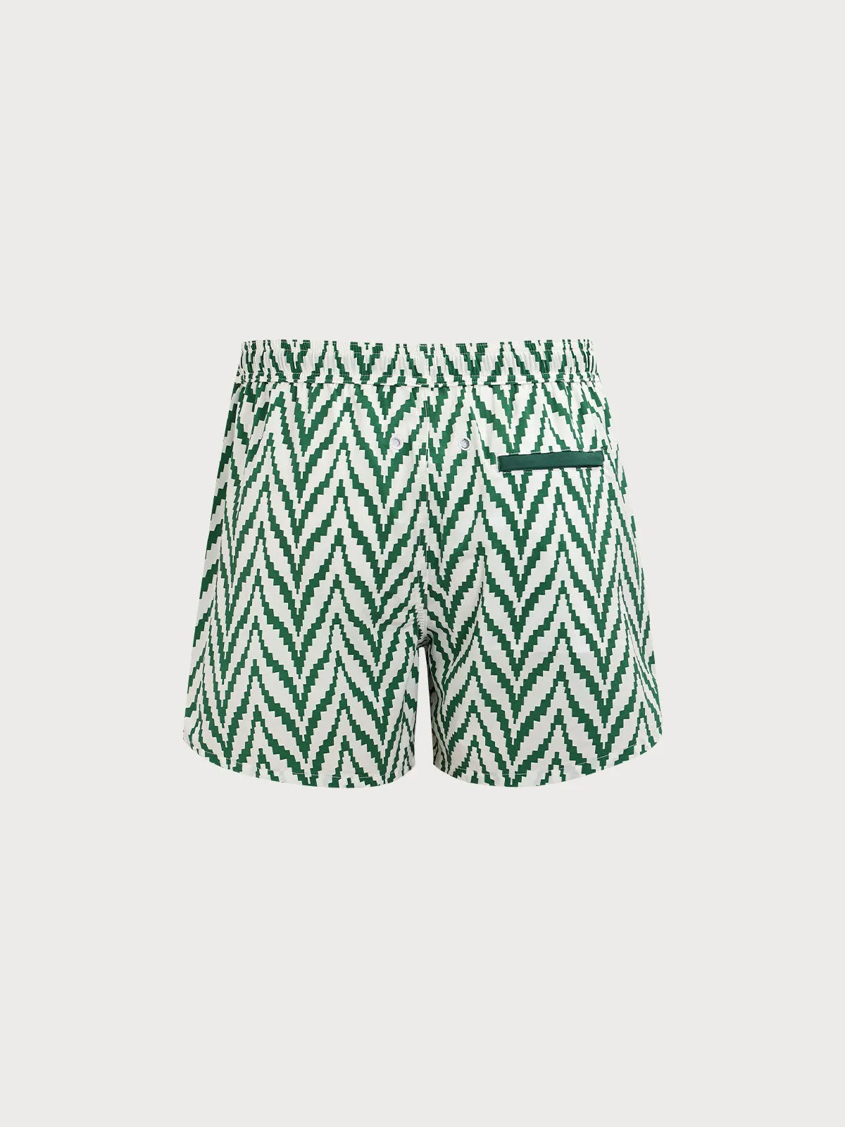 The Green Geometric Beach Men's 5" Swimming Trunks