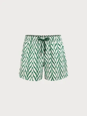 The Green Geometric Beach Men's 5" Swimming Trunks