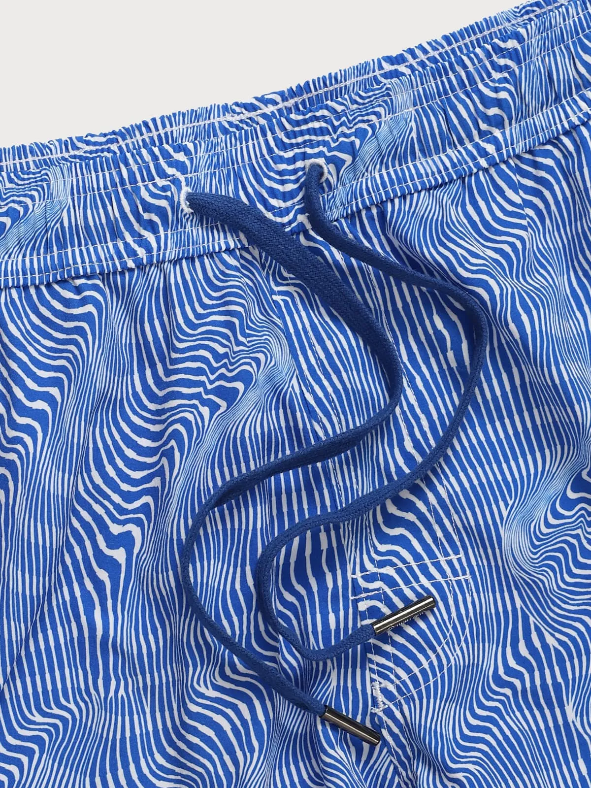 The Navy Striped Beach Men's 5" Swimming Trunks