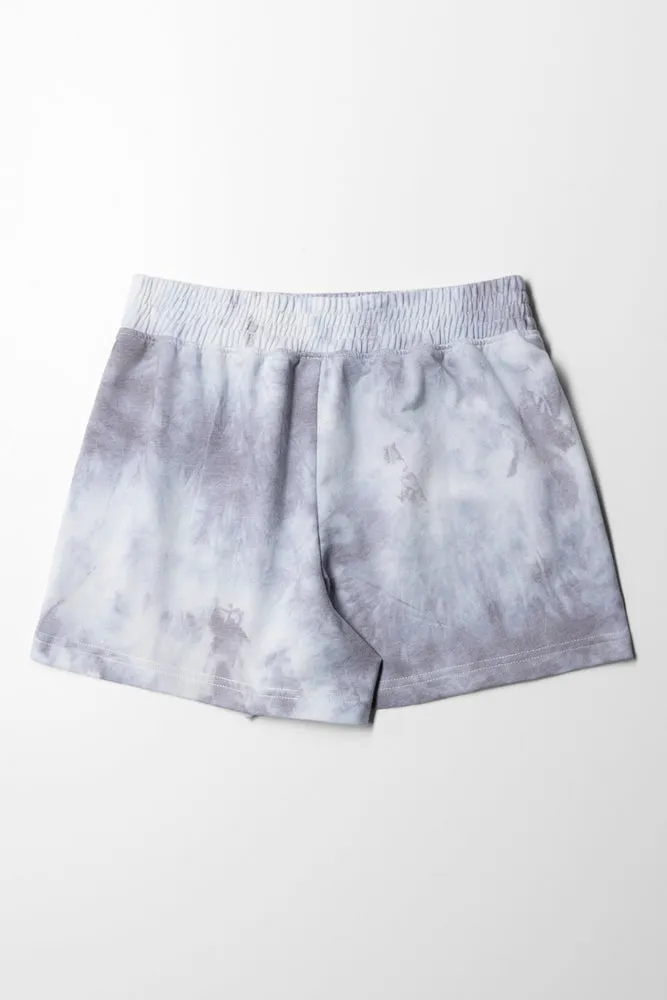 Tie Dye Pull On Short Dark Grey