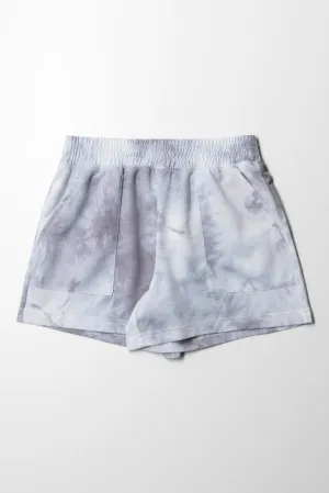 Tie Dye Pull On Short Dark Grey