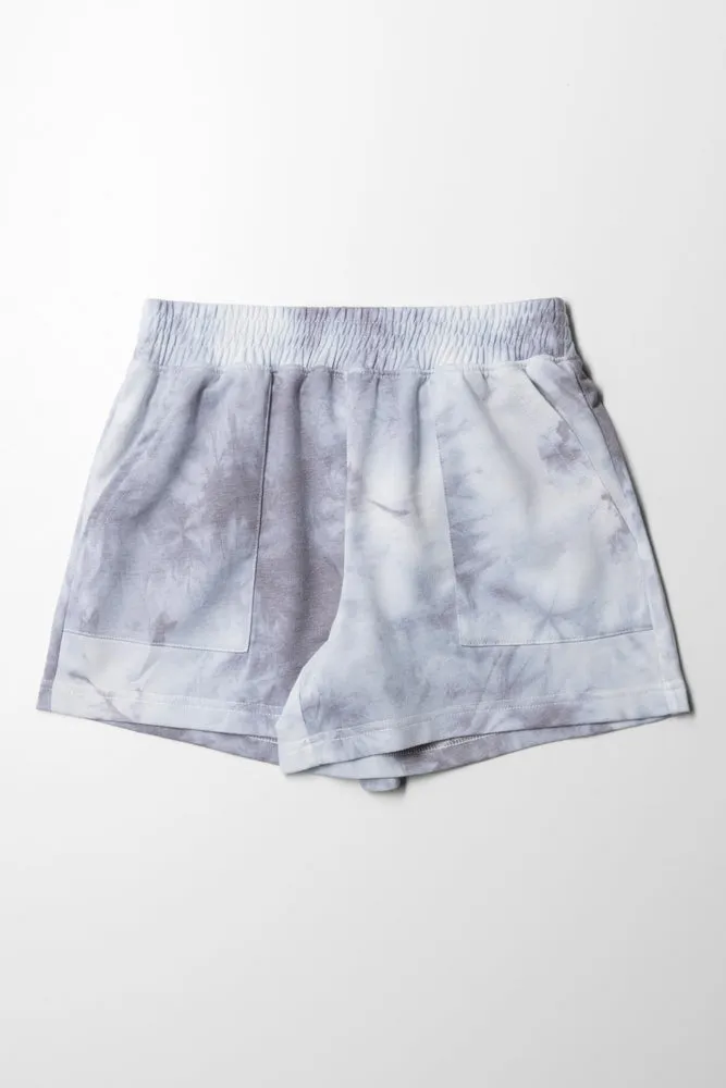 Tie Dye Pull On Short Dark Grey