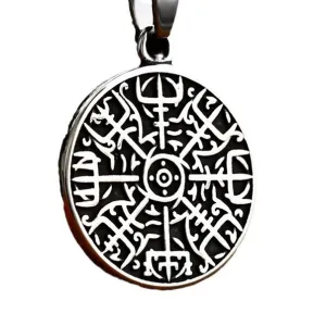 Titanium Steel Nordic Viking Compass Pendant for Men - Retro Wholesale Accessories