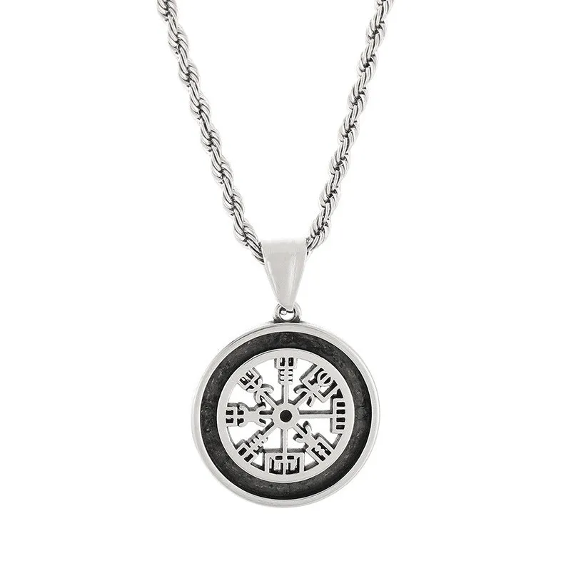 Trendy Viking Lunaven Compass Pendant for Men - Retro Personalized Titanium Steel Accessory