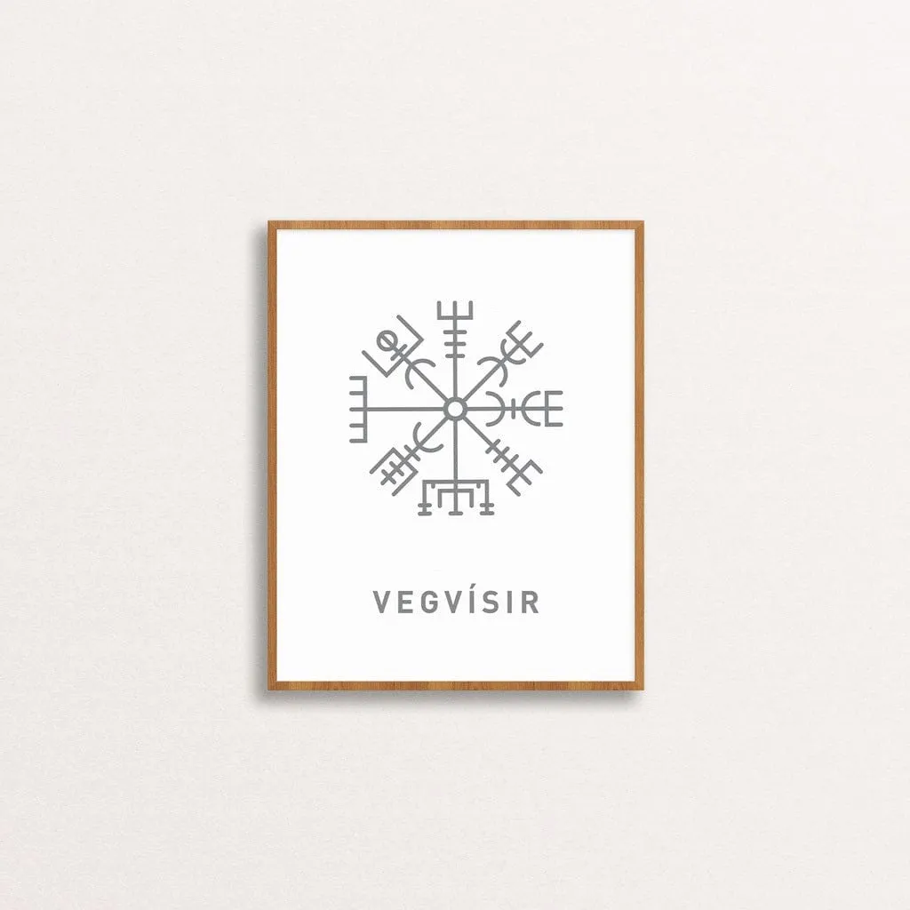 Vegvísir Runic Compass - Wayfinder Wall Poster Art Prints