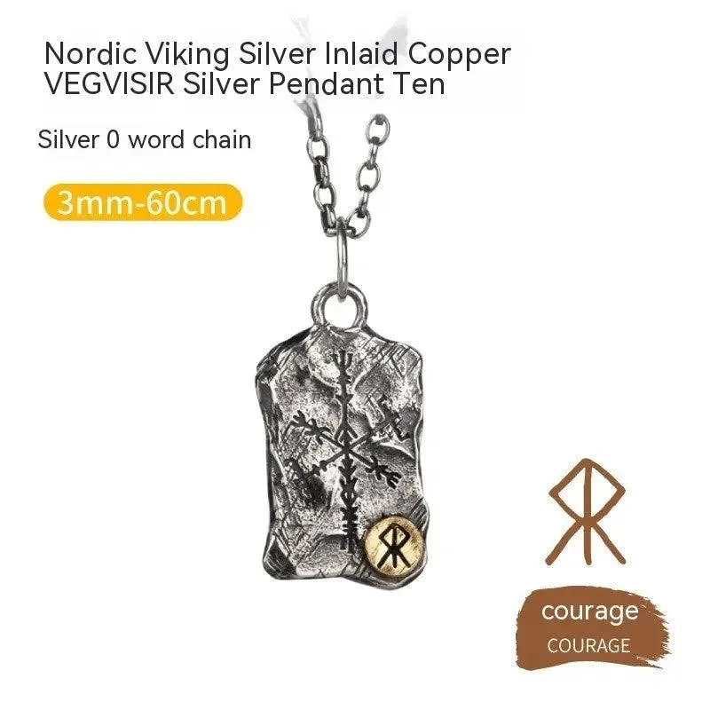 Viking Compass Silver Necklace