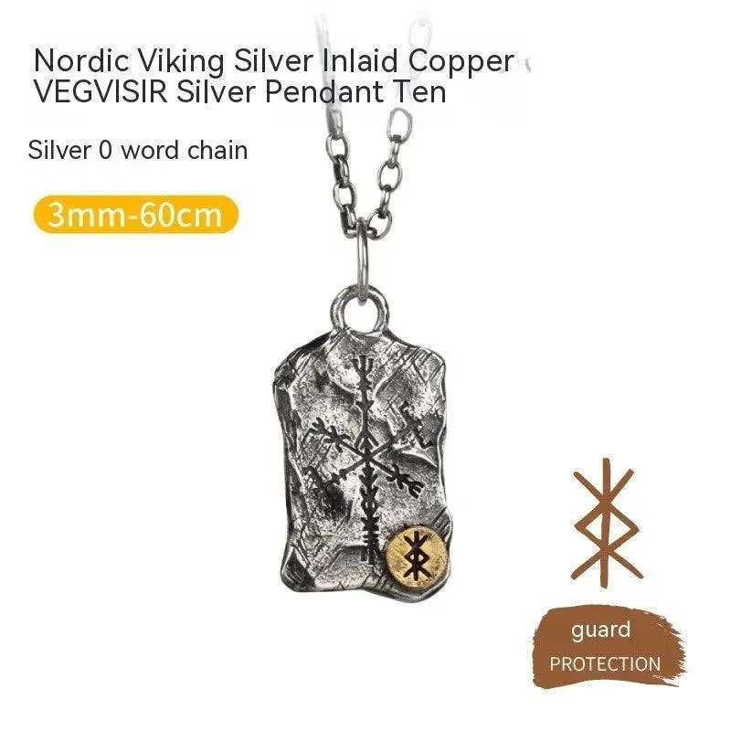 Viking Compass Silver Necklace