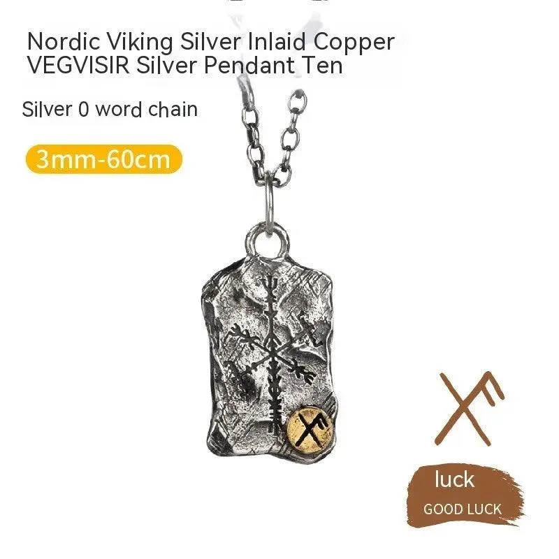 Viking Compass Silver Necklace