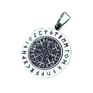 Viking Compass Titanium Steel Rotatable Pendant Jewelry for Men - Simple Stainless Steel Letter Design