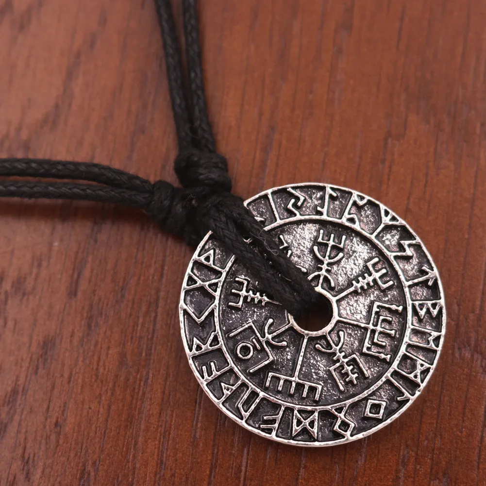 Viking Rune Compass Metal Necklace with Norse Legacy Design for Men