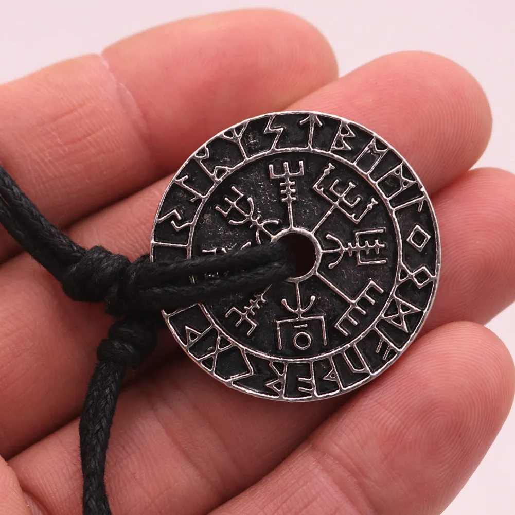 Viking Rune Compass Metal Necklace with Norse Legacy Design for Men