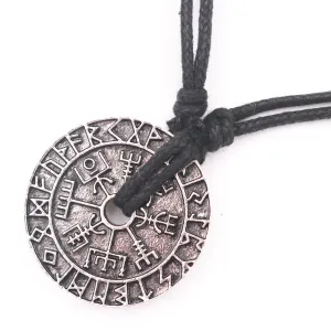 Viking Rune Compass Metal Necklace with Norse Legacy Design for Men