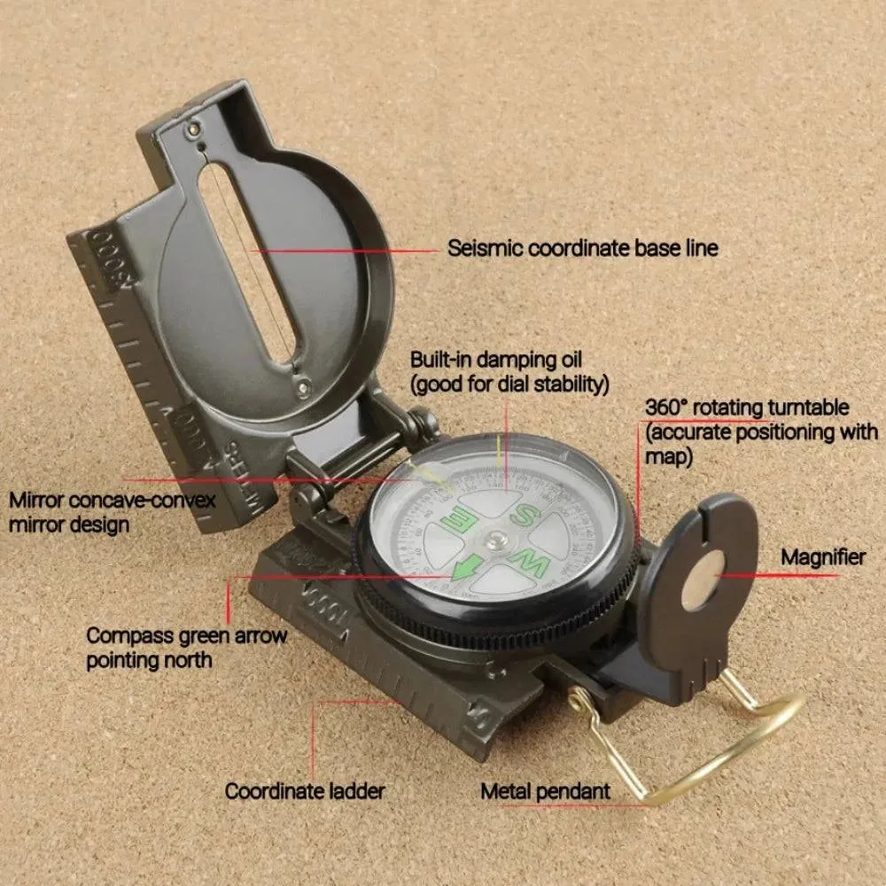 Waterproof High Precision Compass Outdoor Gadget Sports Hiking Mountaineering Professional Metal Sight